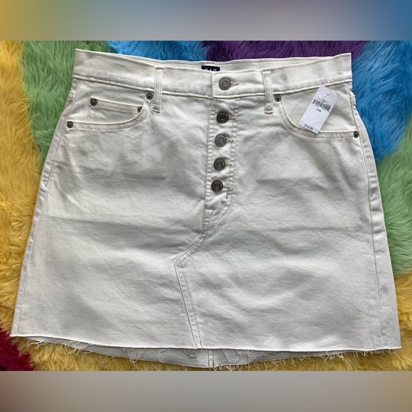 GAP Dresses & Skirts - NWT, Gap Denim- Ecru/Ivory High Waist Button Up Denim Mini Skirt, Size 6/28